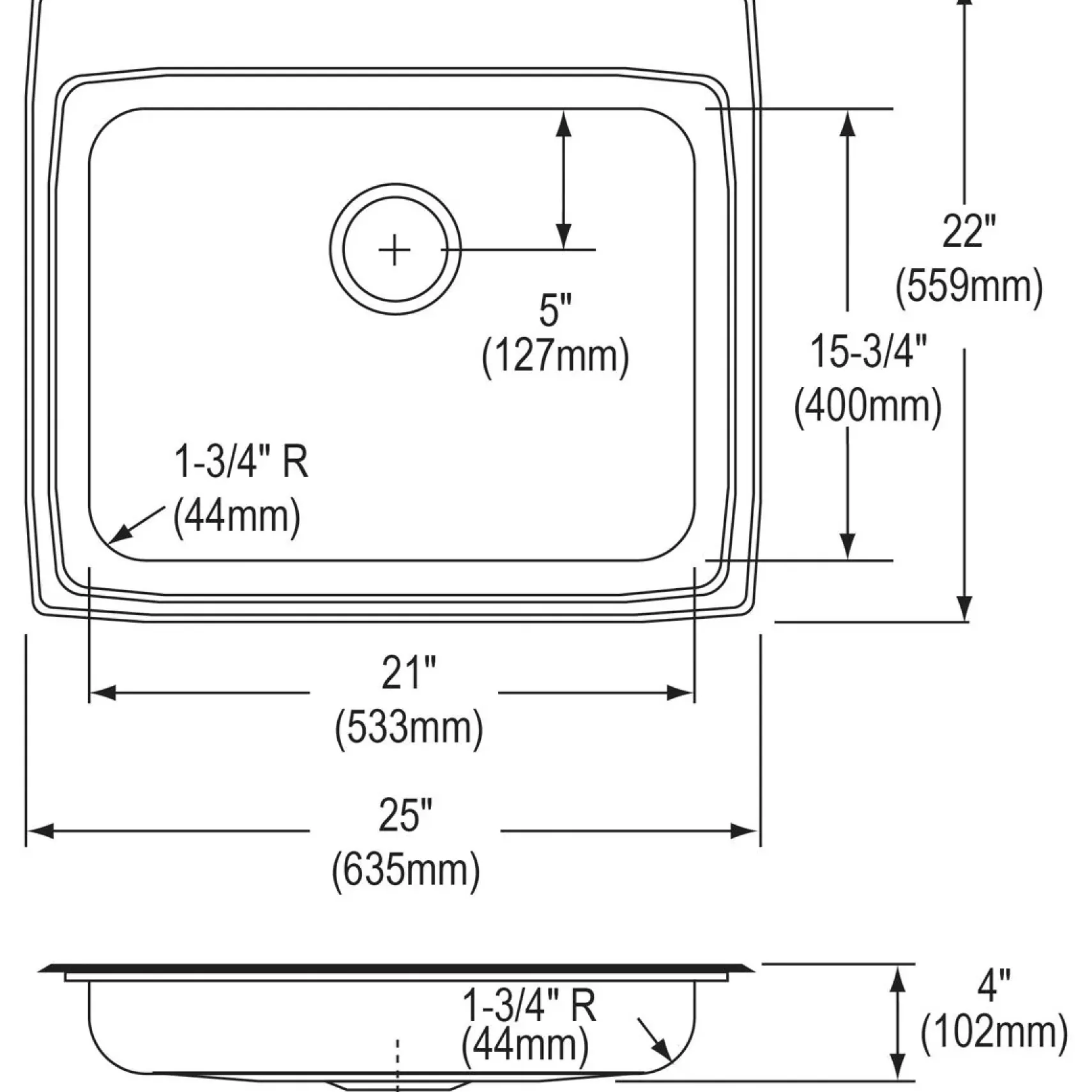 Elkay 25" Drop In/Topmount CuVerro Antimicrobial Copper ADA Kitchen Sink, Lustrous Satin, 2 Faucet Holes, LRAD2522402-CU