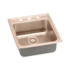 Elkay 20" Drop In/Topmount CuVerro Antimicrobial Copper ADA Kitchen Sink, Lustrous Satin, 3 Faucet Holes, LRAD2022653-CU