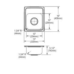 Elkay 13" Drop In/Topmount CuVerro Antimicrobial Copper ADA Kitchen Sink, Lustrous Satin, 3 Faucet Holes, LRAD1316553-CU