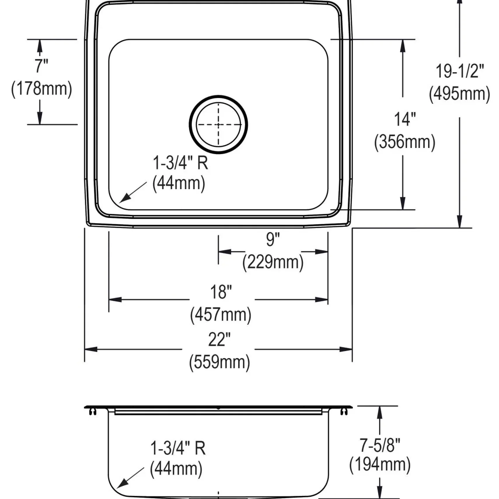 Elkay 22" Drop In/Topmount CuVerro Antimicrobial Copper Kitchen Sink, Lustrous Satin, 1 Faucet Hole, LR22191-CU