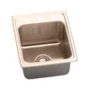Elkay 17" Drop In/Topmount CuVerro Antimicrobial Copper Kitchen Sink, Lustrous Satin, 2 Faucet Holes, DLR1722102-CU