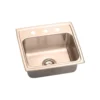 Elkay 20" Drop In/Topmount CuVerro Antimicrobial Copper Kitchen Sink, Lustrous Satin, 3 Faucet Holes, DLR1919103-CU