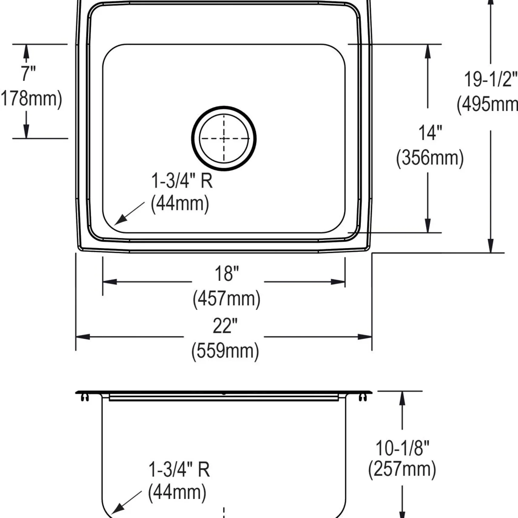 Elkay 22" Drop In/Topmount CuVerro Antimicrobial Copper Kitchen Sink, Lustrous Satin, 3 Faucet Holes, DLR2219103-CU