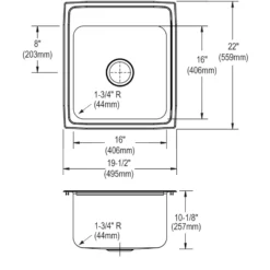 Elkay 20" Drop In/Topmount CuVerro Antimicrobial Copper Kitchen Sink, Lustrous Satin, 3 Faucet Holes, DLR2022103-CU