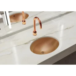 Elkay 18" Elliptical Undermount CuVerro Antimicrobial Copper ADA Bathroom Sink, Lustrous Satin, ELUH1511-CU