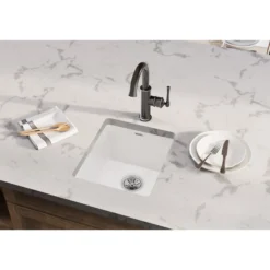 Elkay 16" Fireclay Bar Sink, White, SWU1517WH