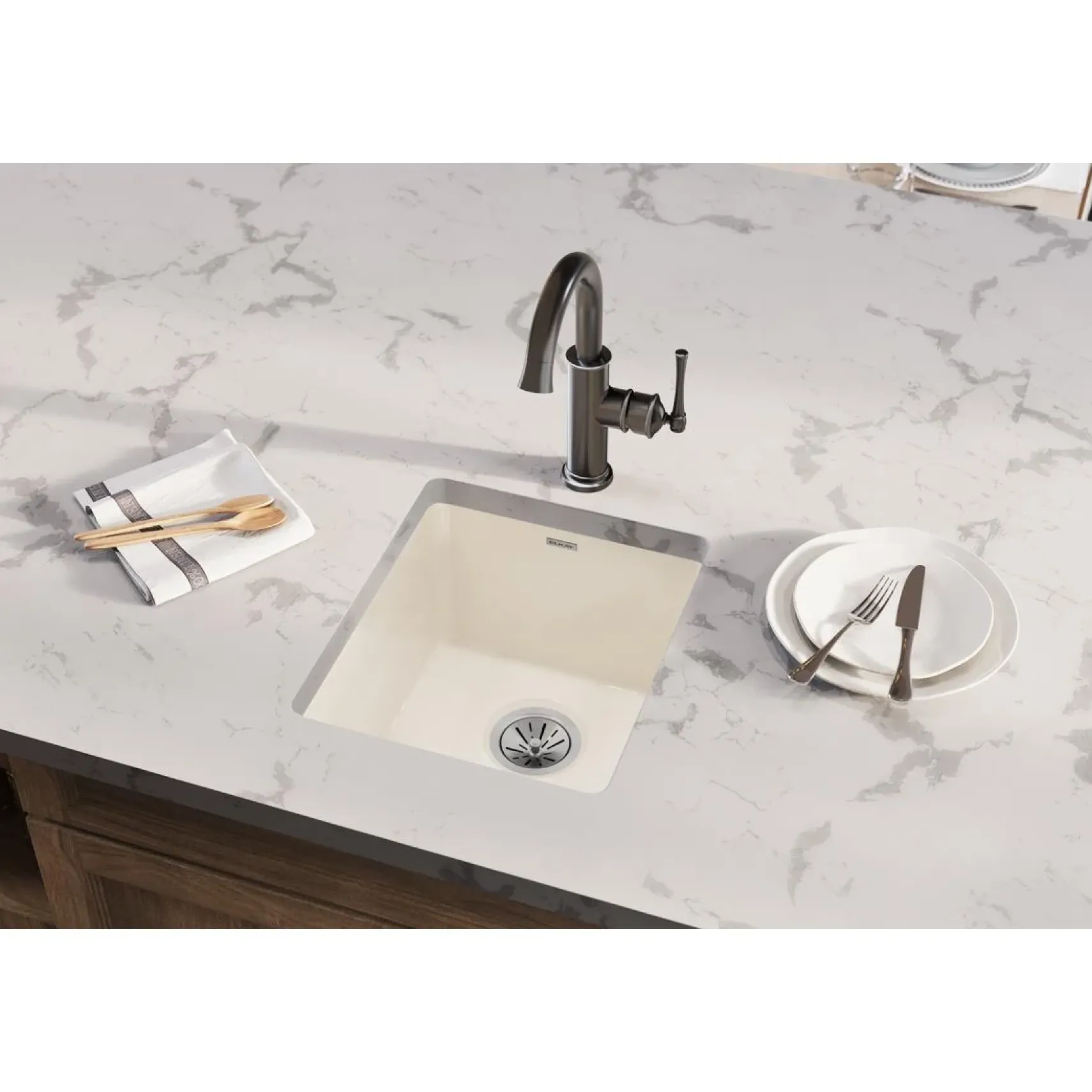 Elkay 16" Fireclay Bar Sink, Biscuit, SWU1517BI