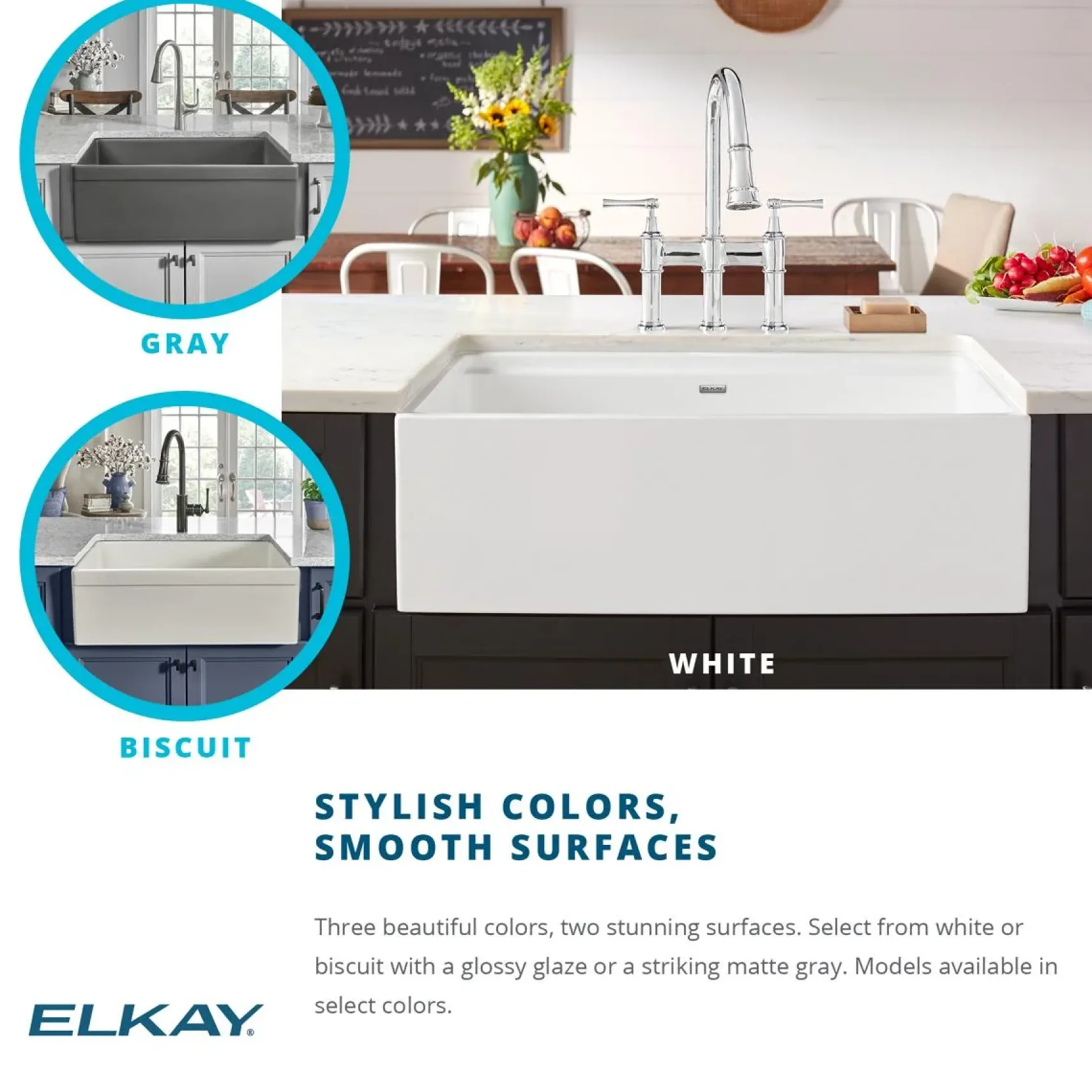 Elkay 16" Fireclay Bar Sink, Biscuit, SWU1517BI