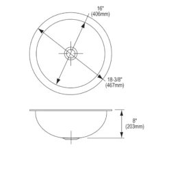 Elkay 18" Round Undermount CuVerro Antimicrobial Copper Bathroom Sink, Lustrous Satin, ELUH16-CU