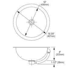 Elkay 18" Round Undermount CuVerro Antimicrobial Copper Bathroom Sink, Lustrous Satin, ELUH16LV-CU