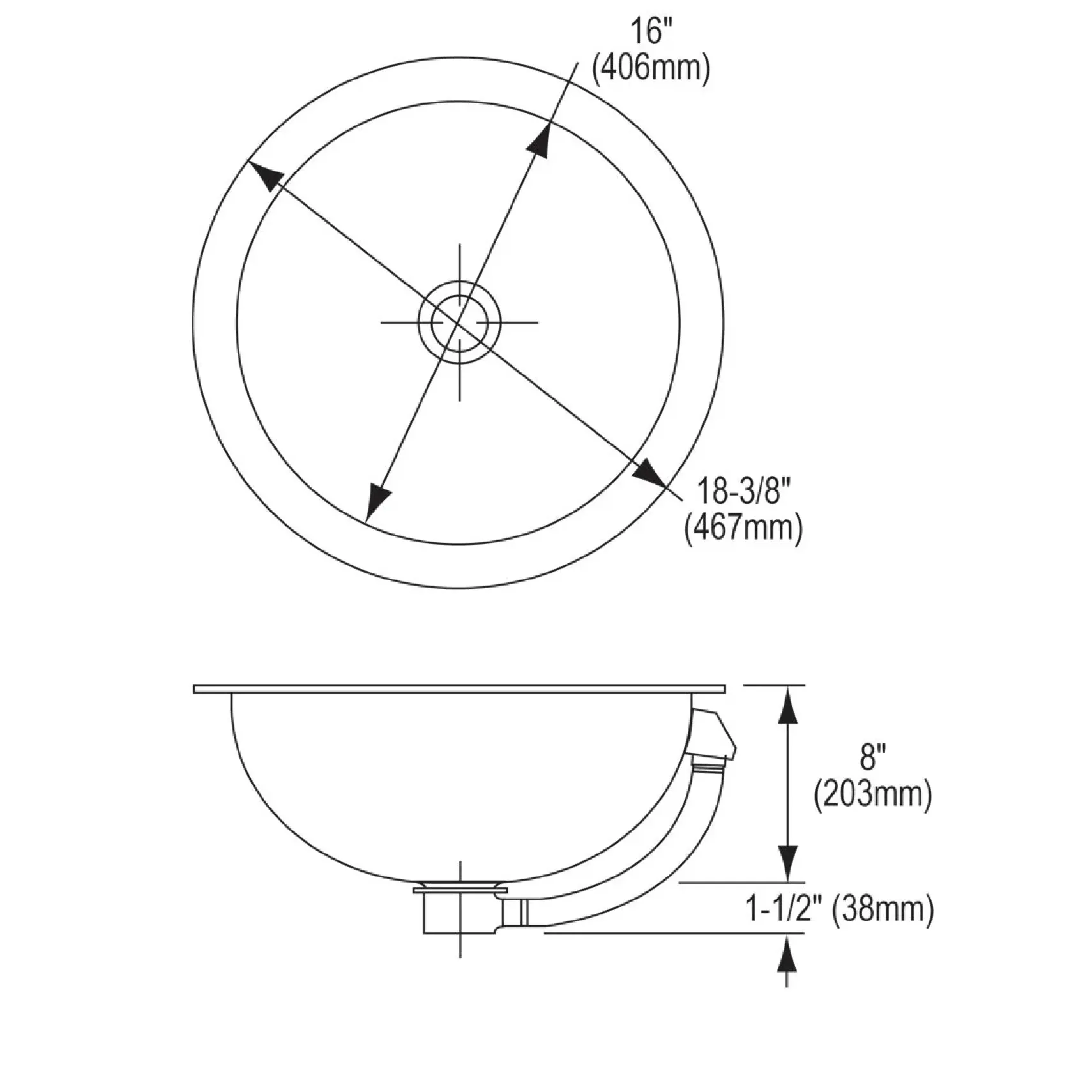 Elkay 18" Round Undermount CuVerro Antimicrobial Copper Bathroom Sink, Lustrous Satin, ELUH16LV-CU