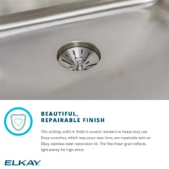 Elkay Asana 18" Round Undermount Stainless Steel Bathroom Sink, Lustrous Satin, 18 Gauge, ELUH16