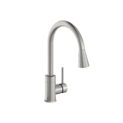 Elkay Avado Forward Only Lever Handle Pull-down Spray Spout Brass ADA Kitchen Faucet, Lustrous Steel, LKAV3031LS