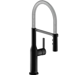 Elkay Avado Forward Only Lever Handle Semiprofessional Spout Brass ADA Kitchen Faucet, Matte Black and Chrome, LKAV1061MBCR