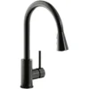 Elkay Avado Forward Only Lever Handle Pull-down Spray Spout Brass ADA Kitchen Faucet, Black Stainless, LKAV3031BK