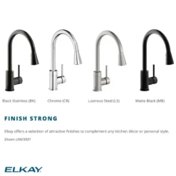 Elkay Avado Forward Only Lever Handle Pull-down Spray Spout Brass ADA Kitchen Faucet, Black Stainless, LKAV3031BK