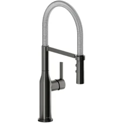 Elkay Avado Forward Only Lever Handle Semiprofessional Spout Brass ADA Kitchen Faucet, Black Stainless and Chrome, LKAV1061BKCR