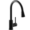 Elkay Avado Forward Only Lever Handle Pull-down Spray Spout Brass ADA Kitchen Faucet, Matte Black, LKAV3031MB