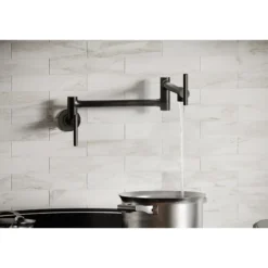 Elkay Avado Lever Handle Pot Filler Spout Brass ADA Kitchen Faucet, Black Stainless, LKAV4091BK