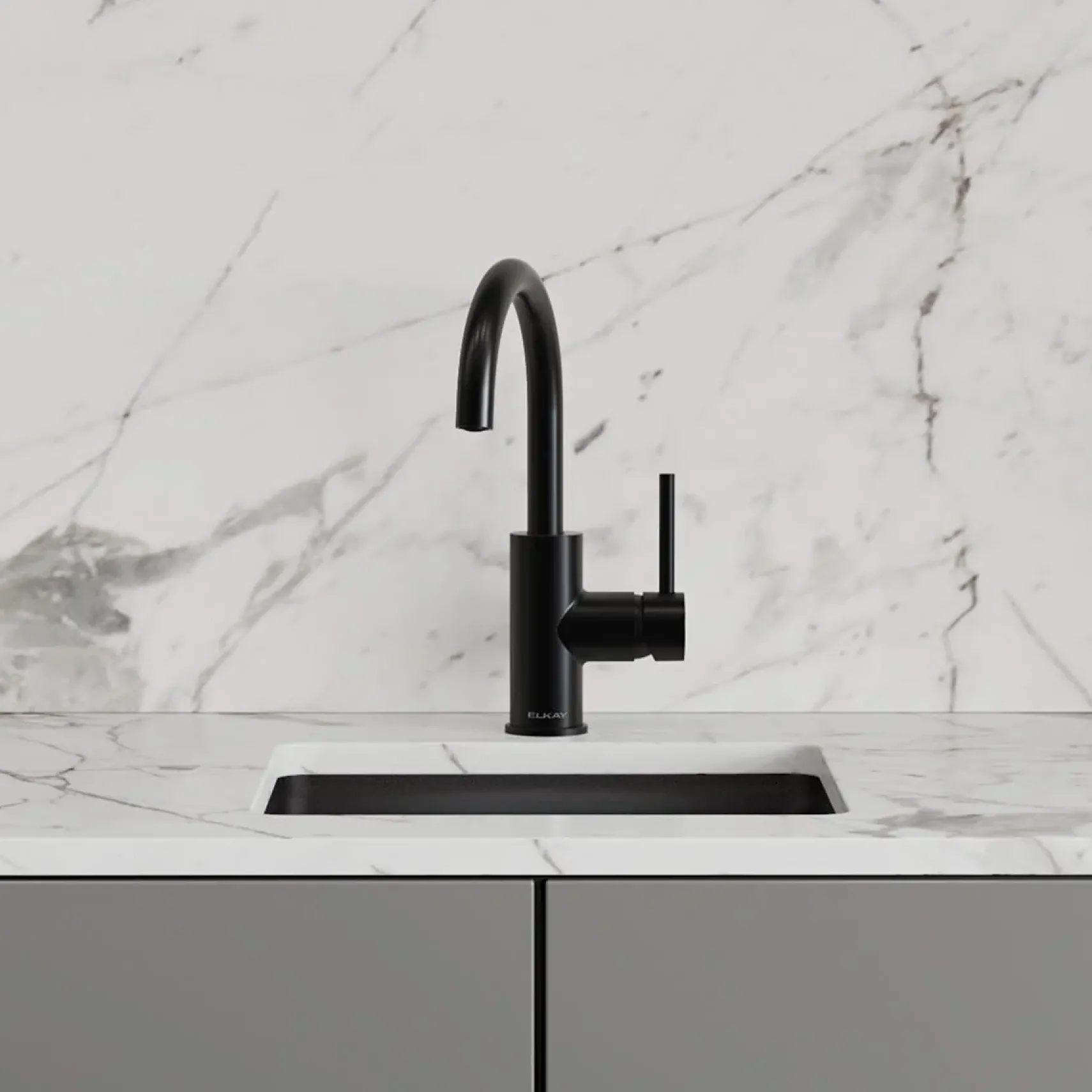 Elkay Avado Lever Handle Gooseneck Spout Brass ADA Bar Faucet, Matte Black, LKAV3021MB