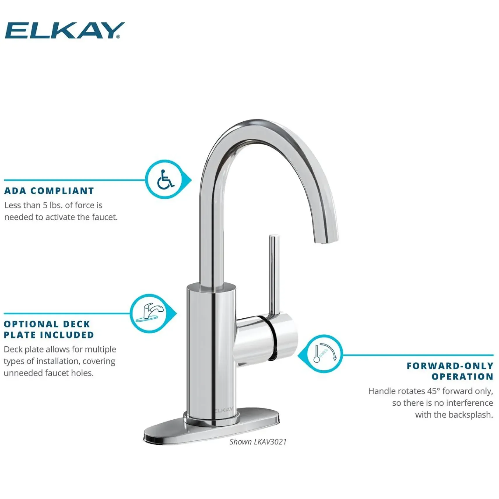 Elkay Avado Lever Handle Gooseneck Spout Brass ADA Bar Faucet, Matte Black, LKAV3021MB