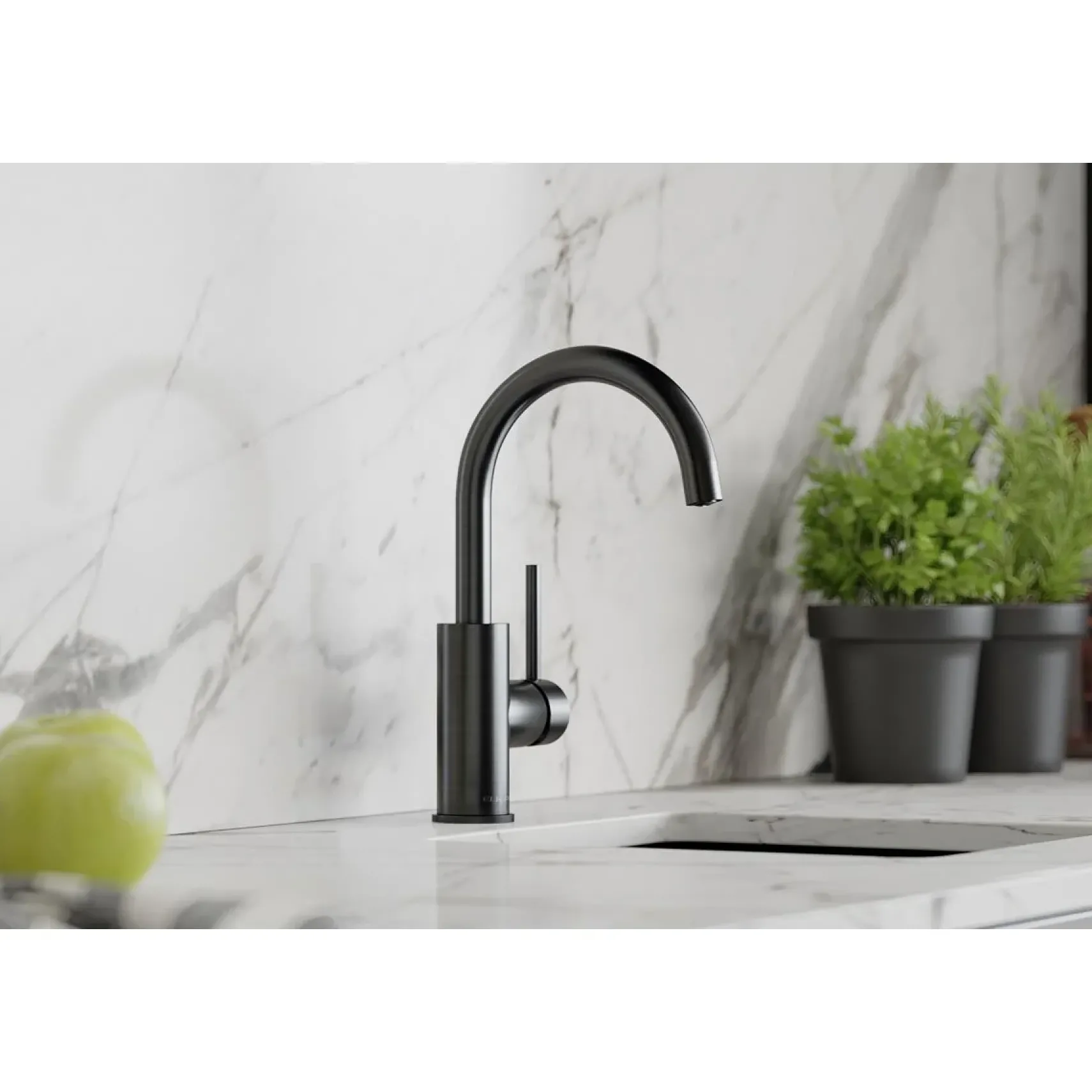 Elkay Avado Lever Handle Gooseneck Spout Brass ADA Bar Faucet, Black Stainless, LKAV3021BK