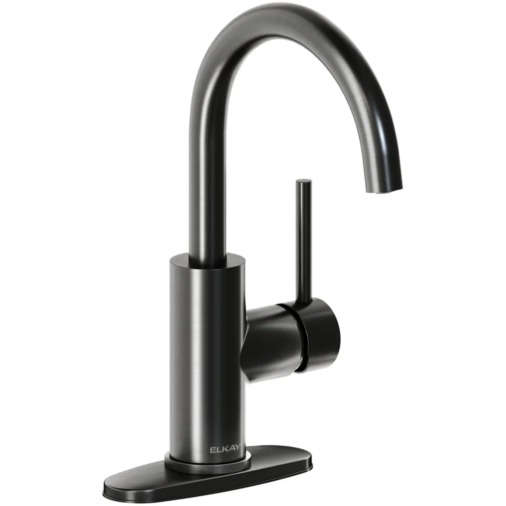 Elkay Avado Lever Handle Gooseneck Spout Brass ADA Bar Faucet, Black Stainless, LKAV3021BK