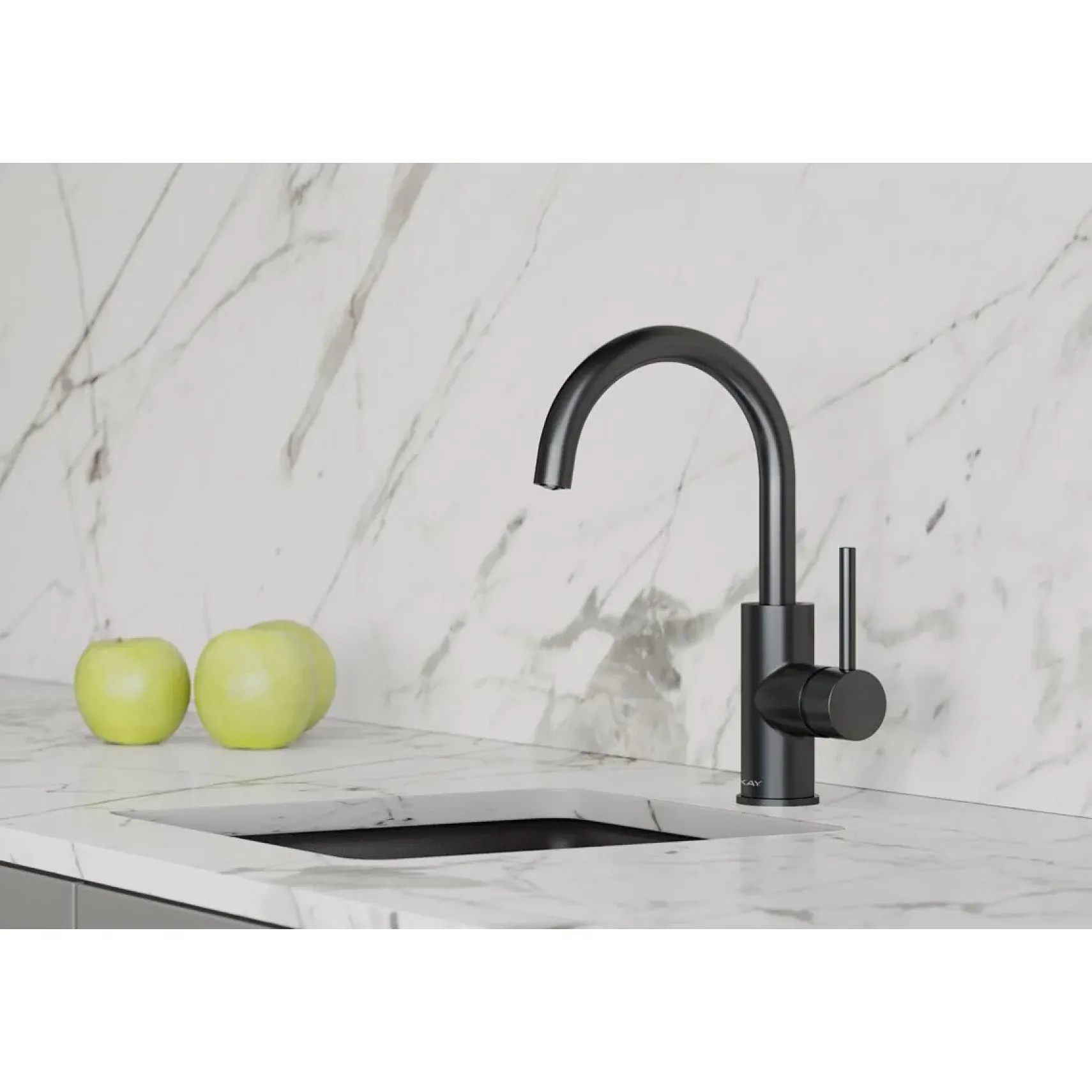 Elkay Avado Lever Handle Gooseneck Spout Brass ADA Bar Faucet, Black Stainless, LKAV3021BK
