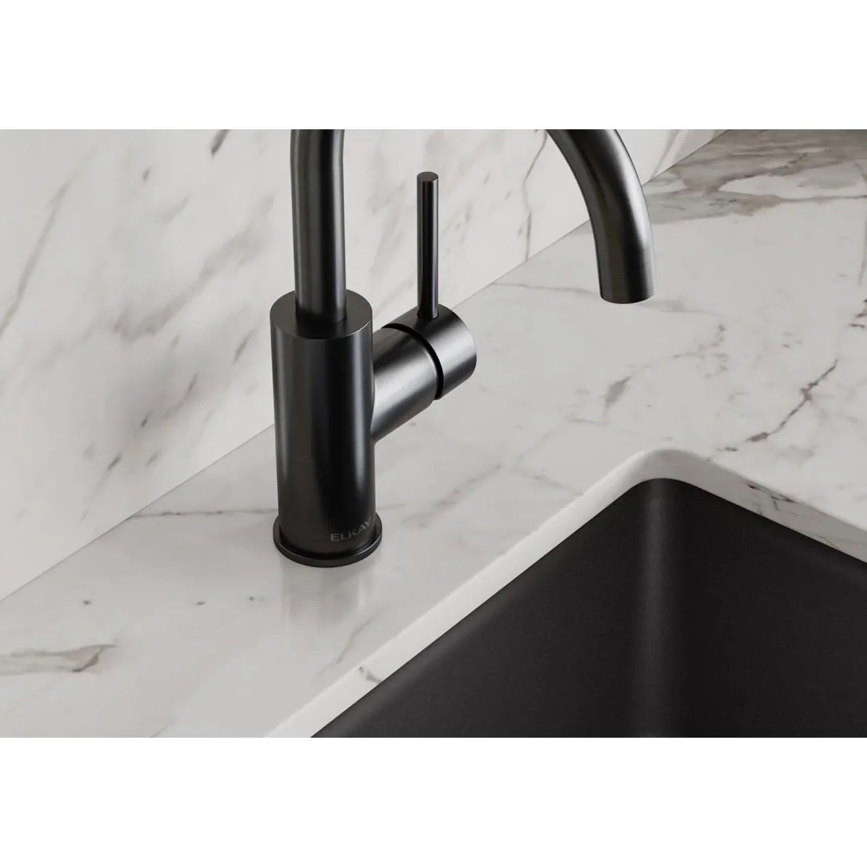 Elkay Avado Lever Handle Gooseneck Spout Brass ADA Bar Faucet, Black Stainless, LKAV3021BK
