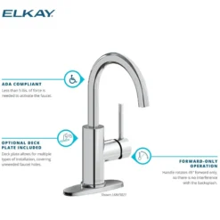 Elkay Avado Lever Handle Gooseneck Spout Brass ADA Bar Faucet, Black Stainless, LKAV3021BK