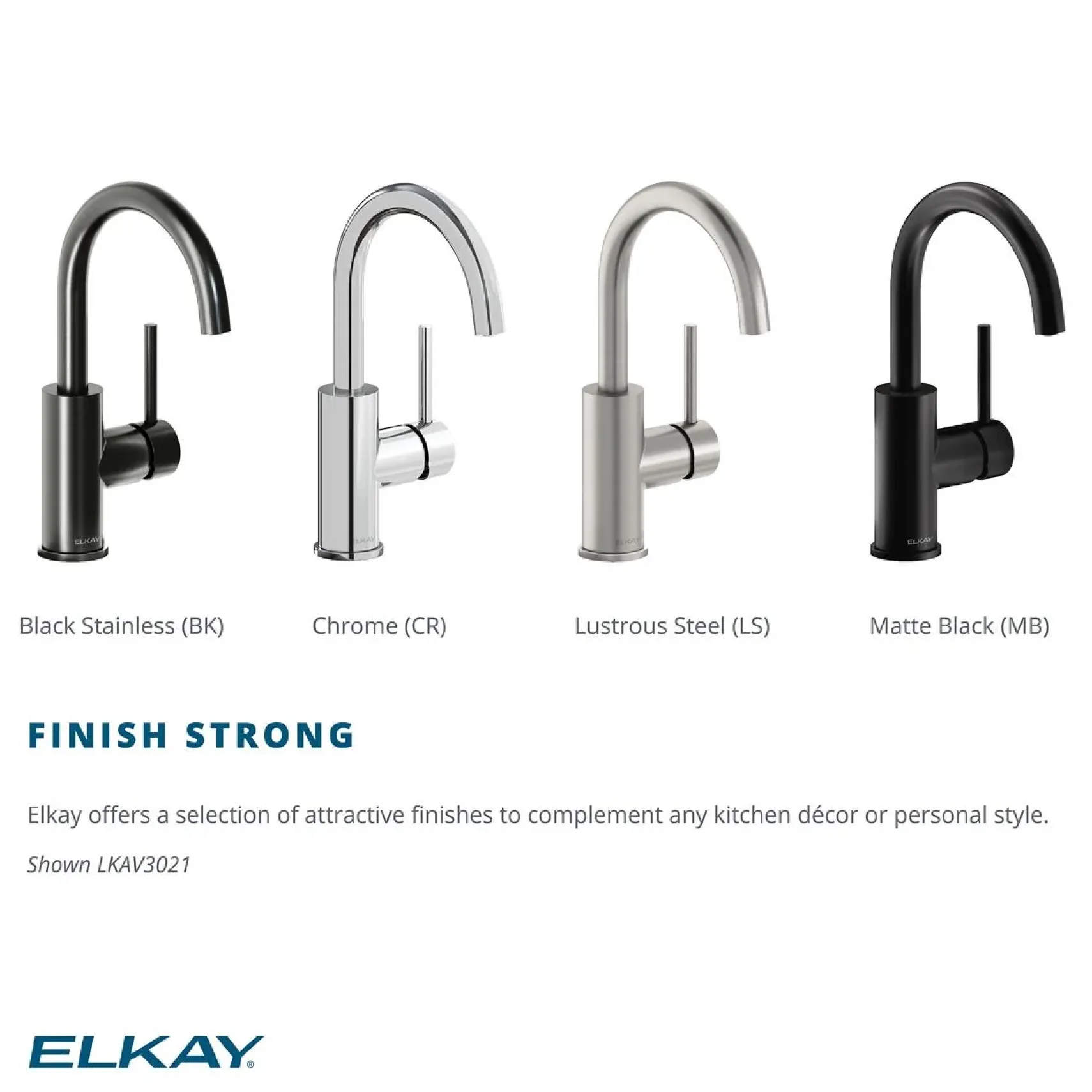Elkay Avado Lever Handle Gooseneck Spout Brass ADA Bar Faucet, Black Stainless, LKAV3021BK