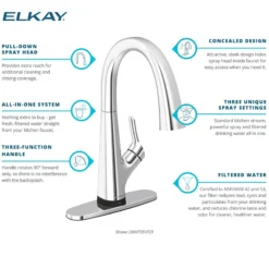 Elkay Avado Lever Handle Pull-down Spray Spout Brass ADA Kitchen Faucet, Chrome, LKAV7051FCR