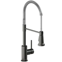 Elkay Avado Lever Handle Semiprofessional Spout Brass ADA Kitchen Faucet, Black Stainless and Chrome, LKAV2061BKCR