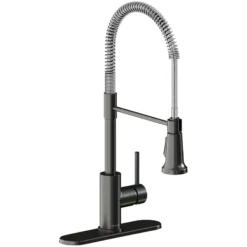 Elkay Avado Lever Handle Semiprofessional Spout Brass ADA Kitchen Faucet, Black Stainless and Chrome, LKAV2061BKCR
