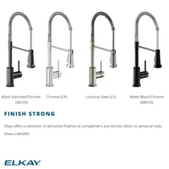 Elkay Avado Lever Handle Semiprofessional Spout Brass ADA Kitchen Faucet, Black Stainless and Chrome, LKAV2061BKCR