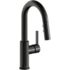 Elkay Avado Lever Handle Pull-down Spray Spout Brass ADA Bar Faucet, Black Stainless, LKAV3032BK
