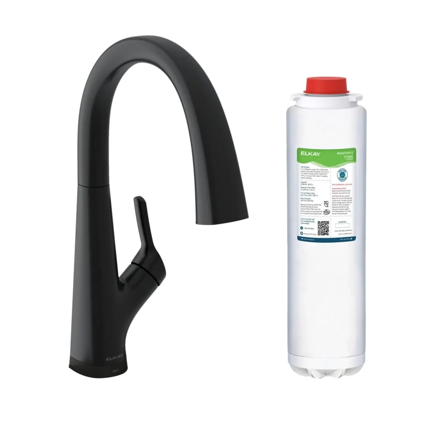 Elkay Avado Lever Handle Pull-down Spray Spout Brass ADA Kitchen Faucet, Matte Black, LKAV7051FMB