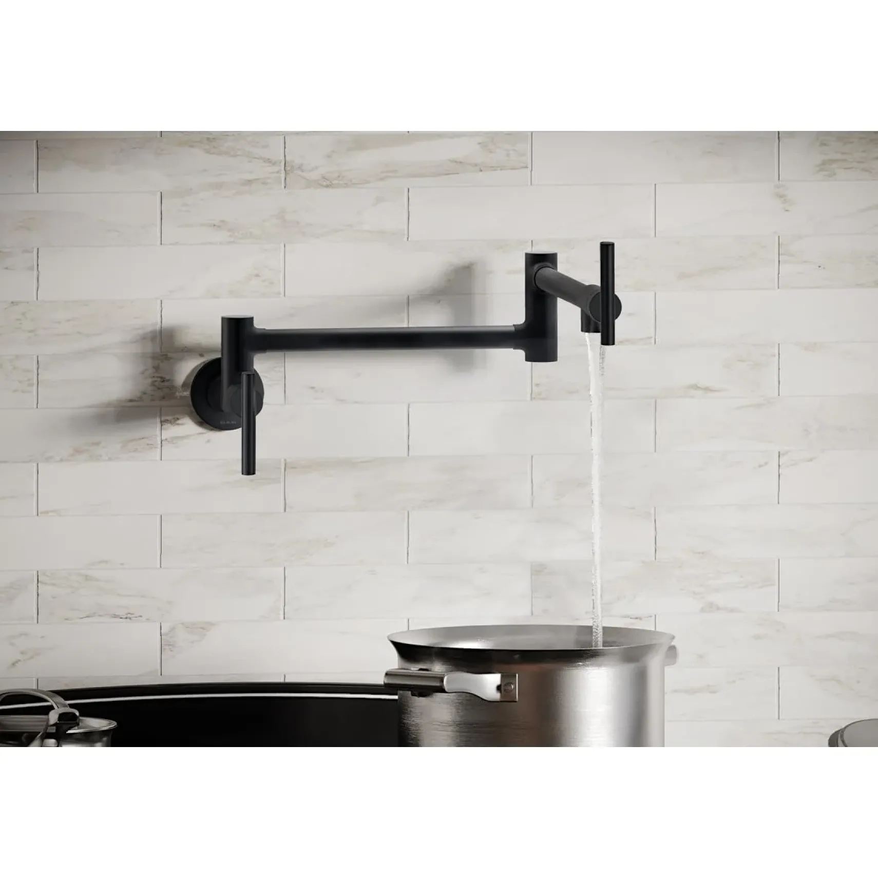 Elkay Avado Lever Handle Pot Filler Spout Brass ADA Kitchen Faucet, Matte Black, LKAV4091MB