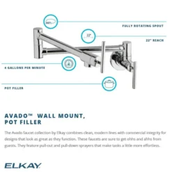 Elkay Avado Lever Handle Pot Filler Spout Brass ADA Kitchen Faucet, Matte Black, LKAV4091MB