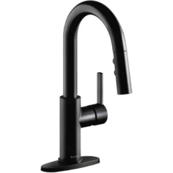 Elkay Avado Lever Handle Pull-down Spray Spout Brass ADA Bar Faucet, Matte Black, LKAV3032MB