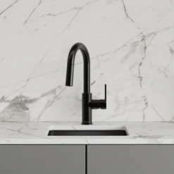 Elkay Avado Lever Handle Pull-down Spray Spout Brass ADA Bar Faucet, Matte Black, LKAV3032MB
