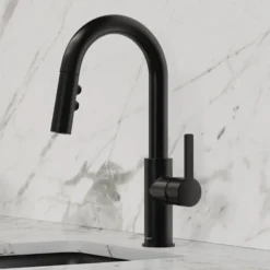 Elkay Avado Lever Handle Pull-down Spray Spout Brass ADA Bar Faucet, Matte Black, LKAV3032MB