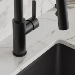 Elkay Avado Lever Handle Pull-down Spray Spout Brass ADA Bar Faucet, Matte Black, LKAV3032MB