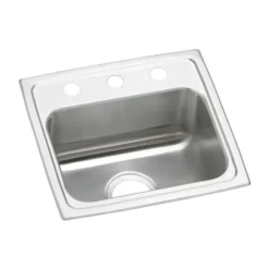 Elkay Celebrity 17" Drop In/Topmount Stainless Steel Kitchen Sink, Brushed Satin, No Faucet Hole, PSR17160
