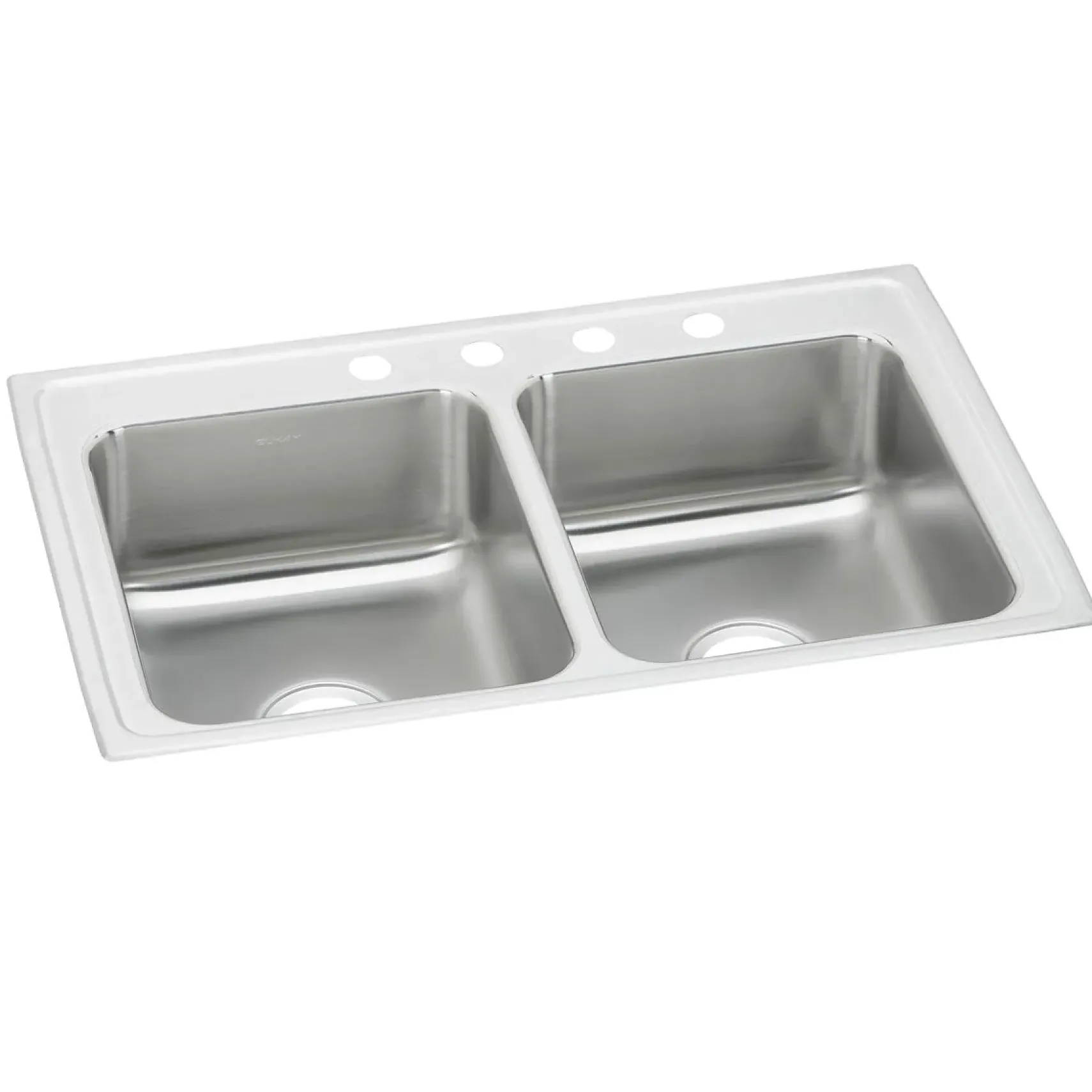Elkay Celebrity 33" Drop In/Topmount Stainless Steel Kitchen Sink, 50/50 Double Bowl, Brushed Satin, 4 Faucet Holes, PSR33194