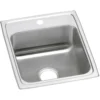 Elkay Celebrity 17" Drop In/Topmount Stainless Steel Kitchen Sink, Brushed Satin, 1 Faucet Hole, PSR17201