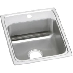 Elkay Celebrity 17" Drop In/Topmount Stainless Steel Kitchen Sink, Brushed Satin, 1 Faucet Hole, PSR17201