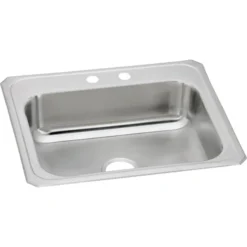 Elkay Celebrity 25" Drop In/Topmount Stainless Steel Kitchen Sink, Brushed Satin, 2 Faucet Holes, CR25222