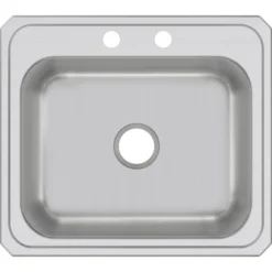 Elkay Celebrity 25" Drop In/Topmount Stainless Steel Kitchen Sink, Brushed Satin, 2 Faucet Holes, CR25222