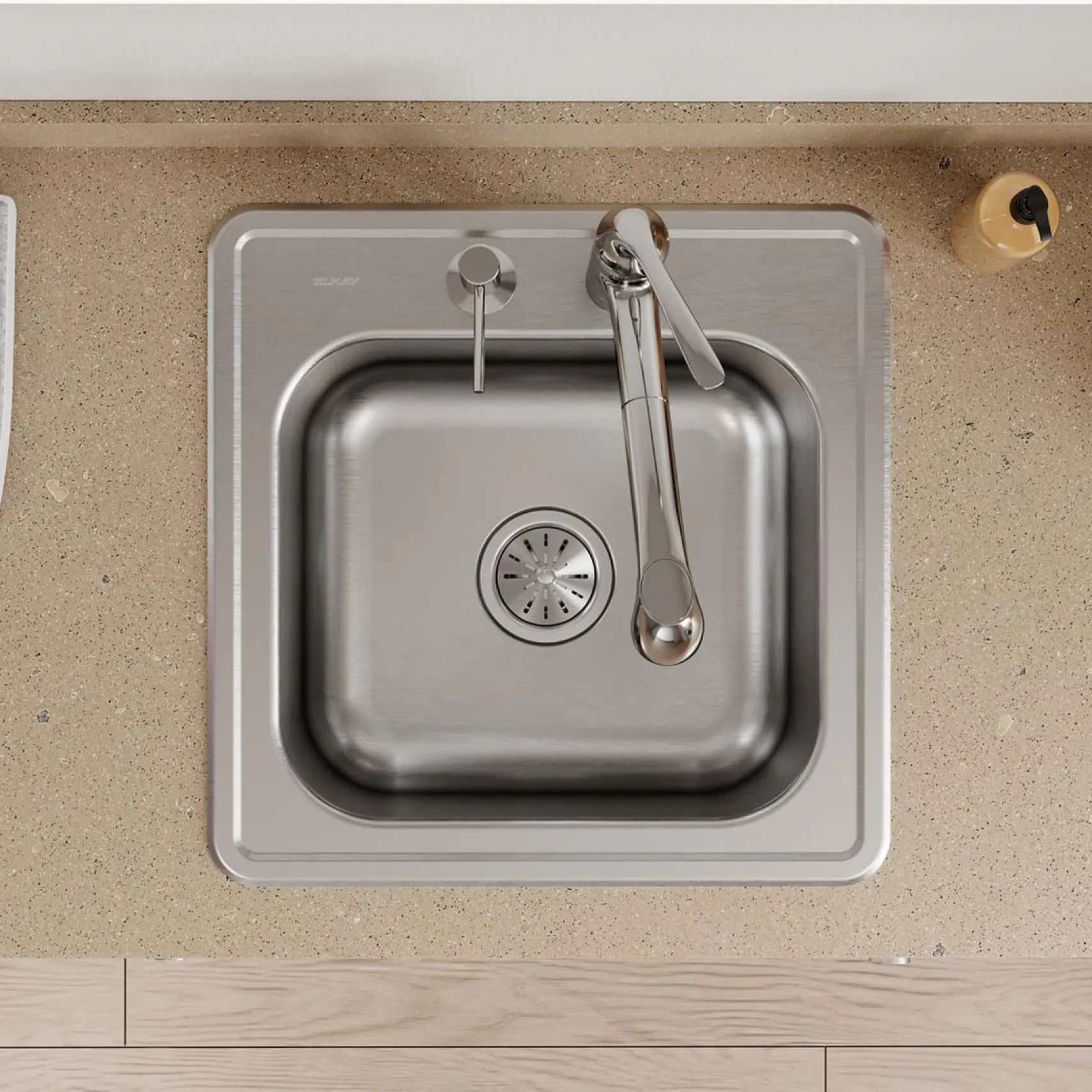 Elkay Celebrity 20" Drop In/Topmount Stainless Steel Laundry/Utility Sink, Brushed Satin, 2 Faucet Holes, ESE2020102